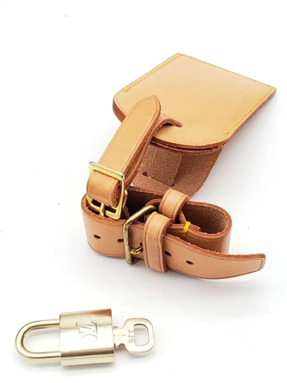 100% Authentic Louis Vuitton Name Tag / Luggage Tag with Gold Padlock - Picture 7 of 11